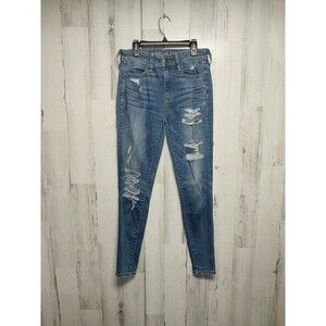 American Eagle Jeans Hi Rise Jeggings Women’s 2 Short Distressed Blue
